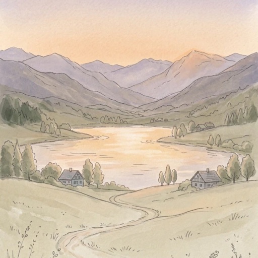 Sunmoss: a watercolour valley at sunset